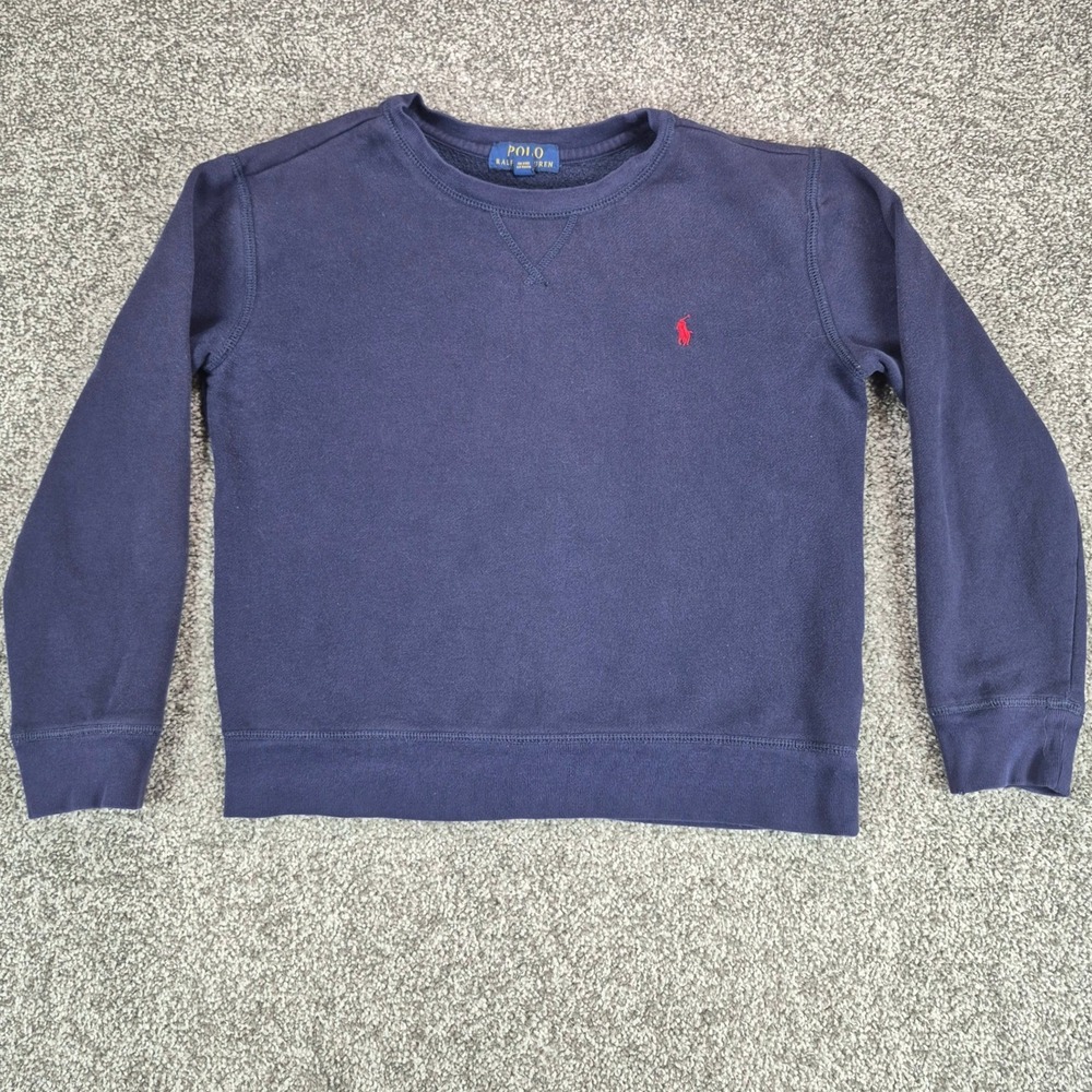 Polo Ralph Lauren Sweatshirt Boys Medium 10-12 Navy Blue Crewneck Pony